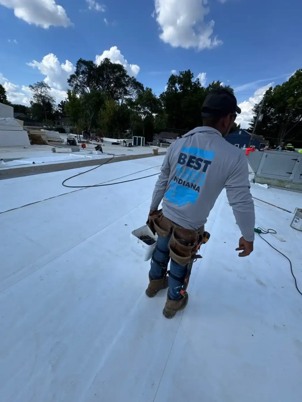 Tarping and dry-in on a Middletown commercial roof